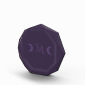 Dusty Violet Crescent Moons Monogramm Fotoblock (Rechts)