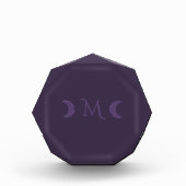Dusty Violet Crescent Moons Monogramm Fotoblock (Vorderseite)