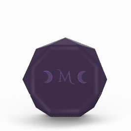 Dusty Violet Crescent Moons Monogramm Fotoblock