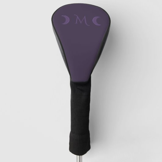 Dusty Violet Crescent Moons Monogramm Golf Headcover (Vorderseite)