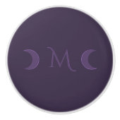 Dusty Violet Crescent Moons Monogramm Keramikknauf (Vorderseite)