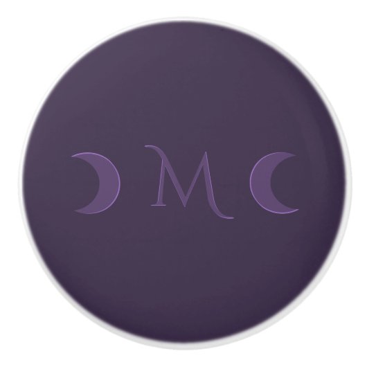 Dusty Violet Crescent Moons Monogramm Keramikknauf (Vorderseite)