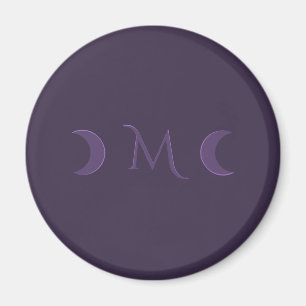 Dusty Violet Crescent Moons Monogramm Magnet