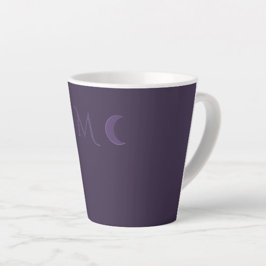 Dusty Violet Crescent Moons Monogramm Milchtasse (Rechte Ecke)