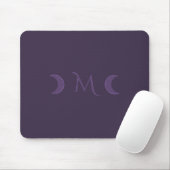 Dusty Violet Crescent Moons Monogramm Mousepad (Mit Mouse)