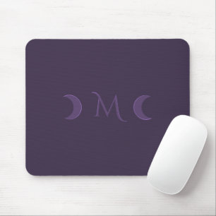Dusty Violet Crescent Moons Monogramm Mousepad