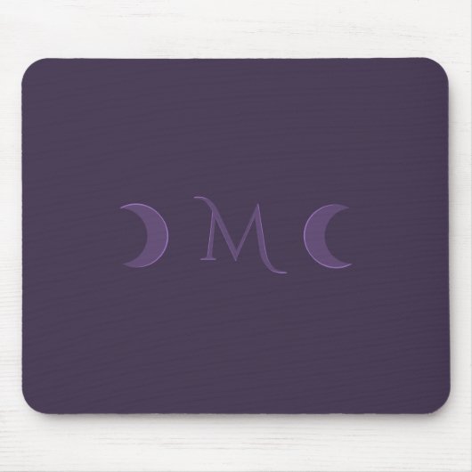 Dusty Violet Crescent Moons Monogramm Mousepad (Vorne)