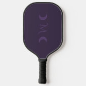 Dusty Violet Crescent Moons Monogramm Pickleball Schläger (Rückseite)