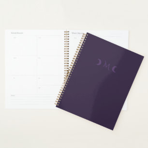 Dusty Violet Crescent Moons Monogramm Planer