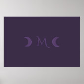 Dusty Violet Crescent Moons Monogramm Poster (Vorne)