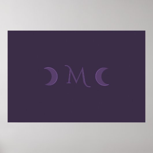 Dusty Violet Crescent Moons Monogramm Poster (Vorne)