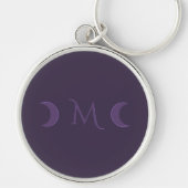 Dusty Violet Crescent Moons Monogramm Schlüsselanhänger (Vorne)