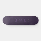 Dusty Violet Crescent Moons Monogramm Skateboard (Horizontal)