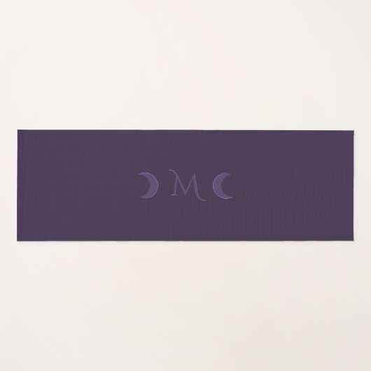 Dusty Violet Crescent Moons Monogramm Yogamatte (Vorderseite (Horizontal))