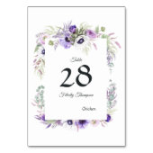 Dusty Violet Floral Baby Dusche Tischnummer (Vorderseite)