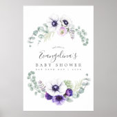 Dusty Violet Floral Baby Dusche Willkommen Poster (Vorne)