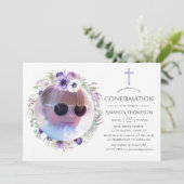 Dusty Violet Floral Bestätigung Einladung (Stehend Vorderseite)