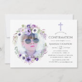 Dusty Violet Floral Bestätigung Einladung (Vorderseite)