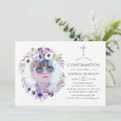 Dusty Violet Floral Bestätigung Einladung (Stehend Vorderseite)