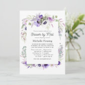 Dusty Violet Floral Brautparty by Mail Einladung (Stehend Vorderseite)