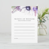 Dusty Violet Floral Brautparty Ratschläge Hinweiskarte (Stehend Vorderseite)