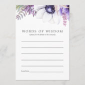 Dusty Violet Floral Brautparty Ratschläge Hinweiskarte (Vorderseite)