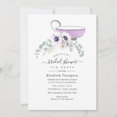 Dusty Violet Floral Brautparty Teezeremonie Party Einladung (Vorderseite)