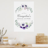 Dusty Violet Floral Brautparty Willkommen Poster (Küche)