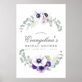 Dusty Violet Floral Brautparty Willkommen Poster