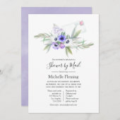 Dusty Violet Floral Bridal oder Babydusche per Mai Einladung (Vorne/Hinten)