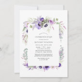 Dusty Violet Floral Feier des Lebens Einladung (Vorderseite)