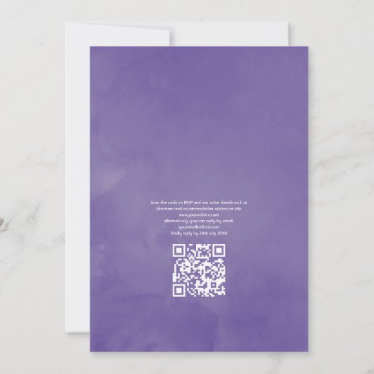 Dusty Violet Floral QR Code UAWG Wedding Einladung (Rückseite)