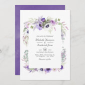 Dusty Violet Floral QR Code UAWG Wedding Einladung (Vorne/Hinten)