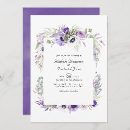 Dusty Violet Floral QR Code UAWG Wedding Einladung