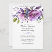 Dusty Violet Floral Virtual Baby oder Brautparty Einladung (Vorderseite)