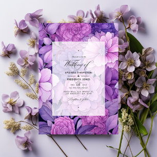 Dusty Violet Floral Wedding Einladung