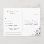 Dusty Violet Floral Wedding RSVP Song Request Einladungspostkarte (Rückseite)