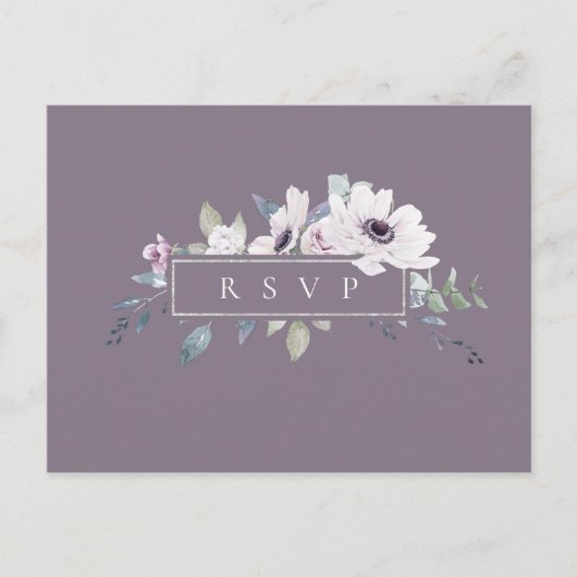 Dusty Violet Floral Wedding RSVP Song Request Einladungspostkarte (Vorderseite)