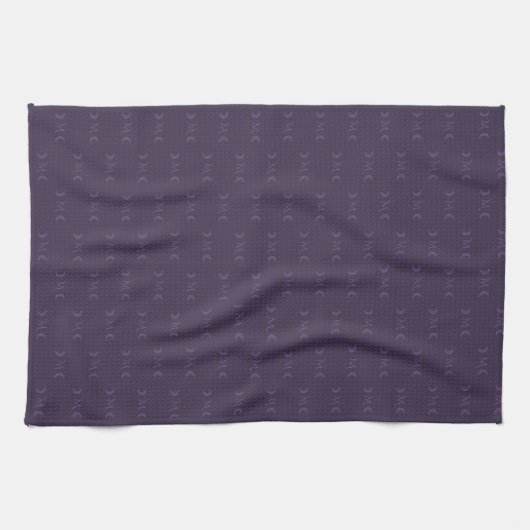 Dusty Violet Monogram Crescent Moon Pattern Geschirrtuch (Horizontal)