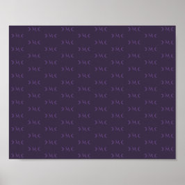 Dusty Violet Monogram Crescent Moon Pattern Poster