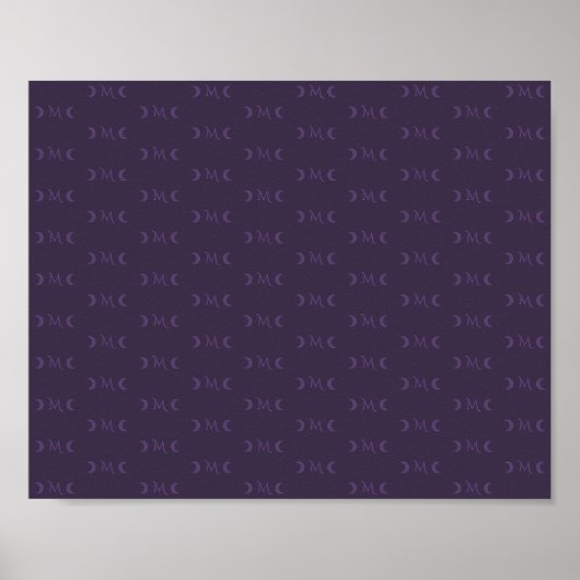 Dusty Violet Monogram Crescent Moon Pattern Poster (Vorne)