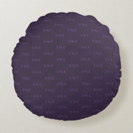 Dusty Violet Monogram Crescent Moon Pattern Rundes Kissen