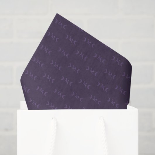 Dusty Violet Monogram Crescent Moon Pattern Seidenpapier (Geschenk Tasche)