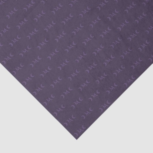 Dusty Violet Monogram Crescent Moon Pattern Seidenpapier (Detail)