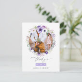 Dusty Violet Pastel Floral Wedding Foto Vielen Dan Postkarte (Stehend Vorderseite)