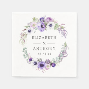 Dusty Violet Pastel Floral Wedding Serviette