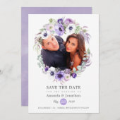 Dusty Violet Pastel Watercolor Foto Hochzeit Save The Date (Vorne/Hinten)