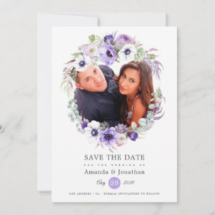 Dusty Violet Pastel Watercolor Foto Hochzeit Save The Date