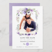 Dusty Violet Pastel Watercolor Foto Hochzeit Save The Date (Vorne/Hinten)