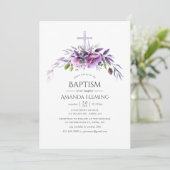 Dusty Violet Poppy Bläsertaufen oder Weihnachten Einladung (Stehend Vorderseite)